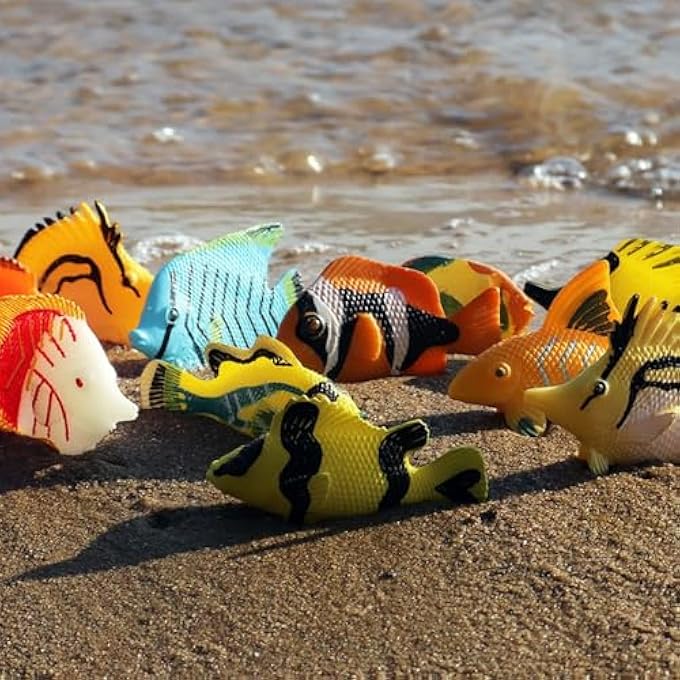 12-PIECE TROPICAL FISH TOY SET, PLASTIC OCEAN CREATURE FIGURINES FOR KIDS, EDUCATIONAL MARINE ANIMAL FIGURES, PARTY FAVORS, AND MINIATURE GIFTS - Image 4